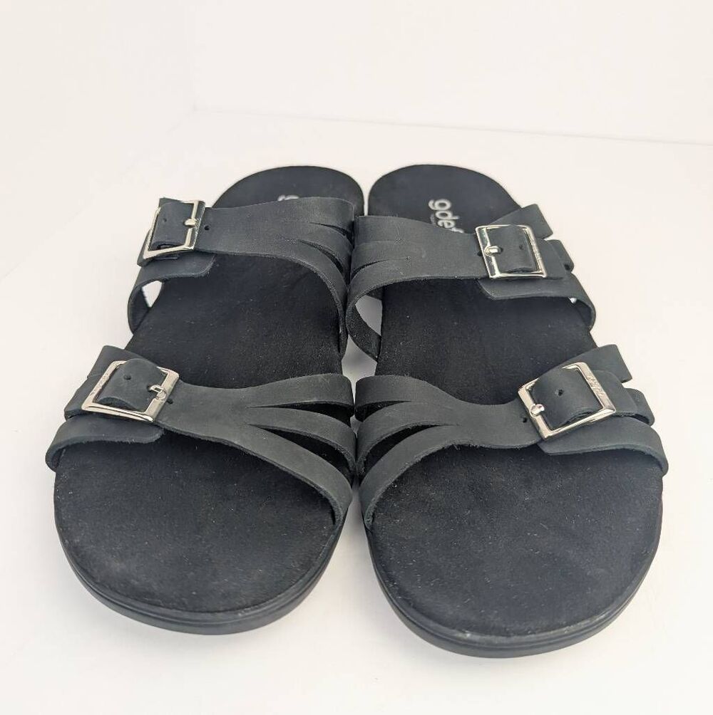 Gdefy Gravity defy ortal Black leather strappy comfort sandals womens 11 - Picture 5 of 5